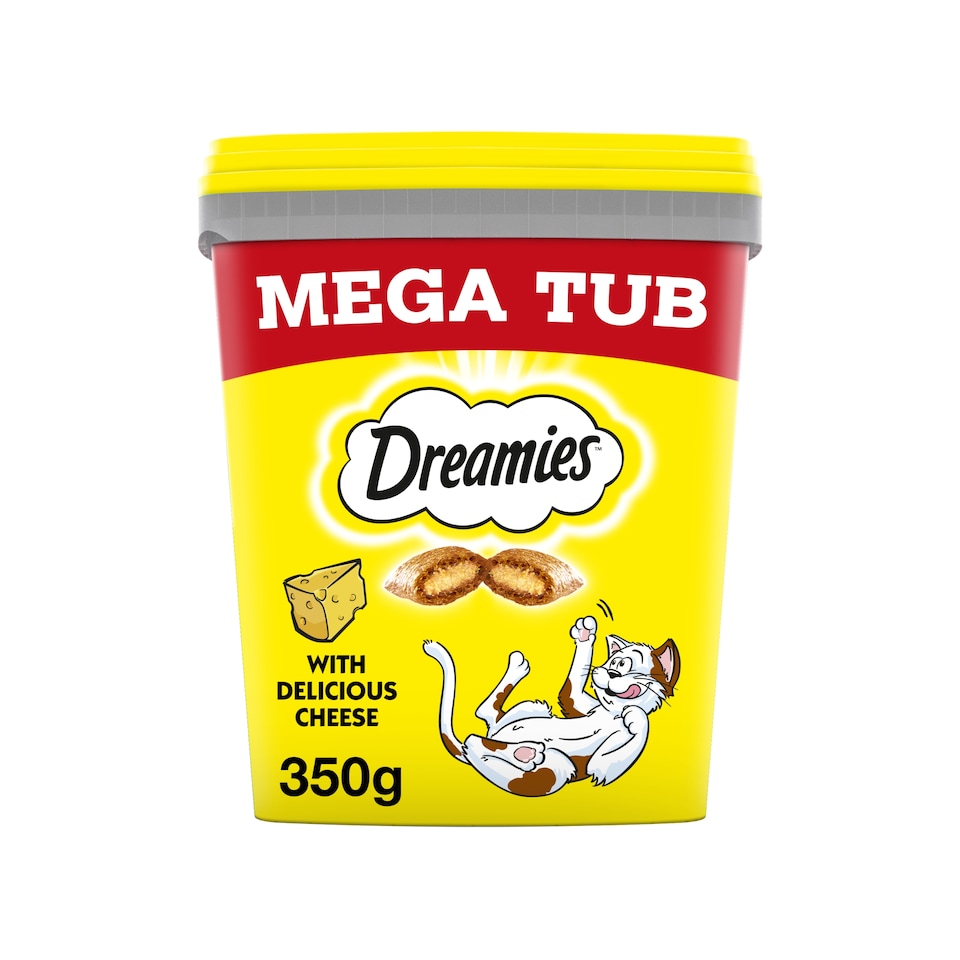 image 1 of Dreamies Cat Treat Biscuits with Cheese Bulk Mega Tub 350g