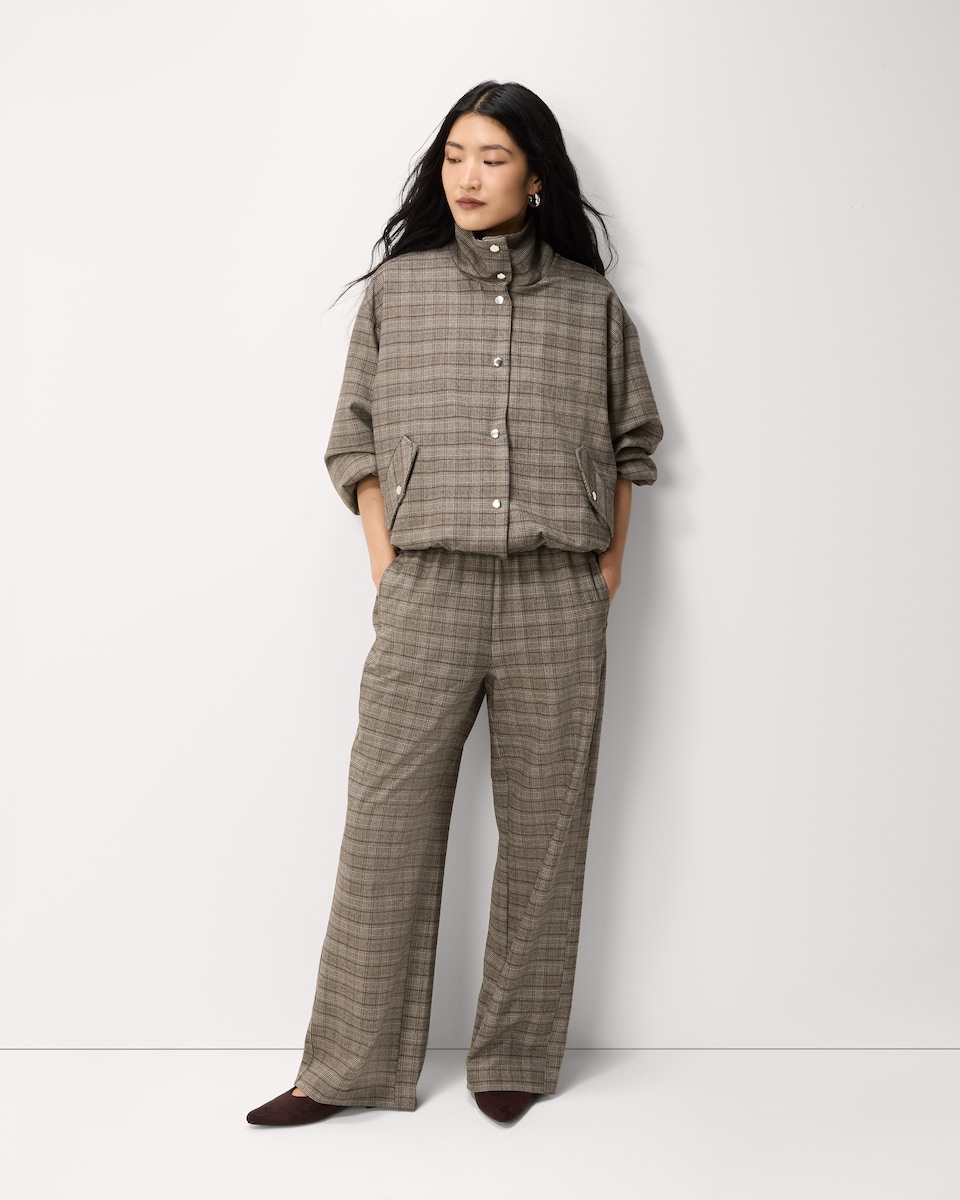 image 1 of F&F Check Wide Leg Trousers in Multi Brown