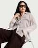 image 2 of F&F Striped Button Up Shirt in Cream