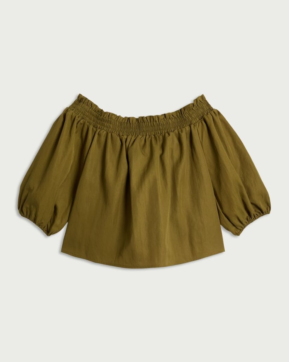 image 1 of The F&F Edit Lyocell Blend Bardot Co-ord Top in Olive