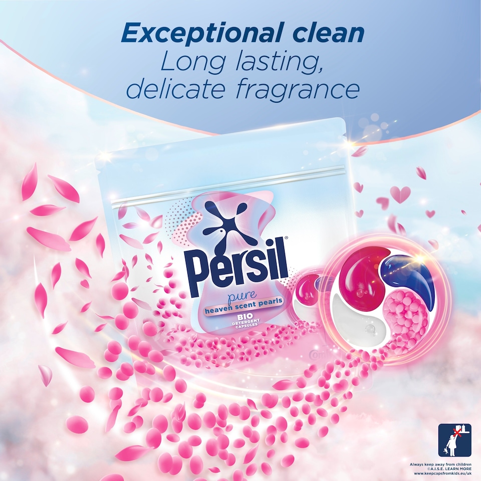 image 1 of Persil Pure Heaven Scent Pearls Bio Laundry Washing Detergent Capsules Pods 19 Washes 340g