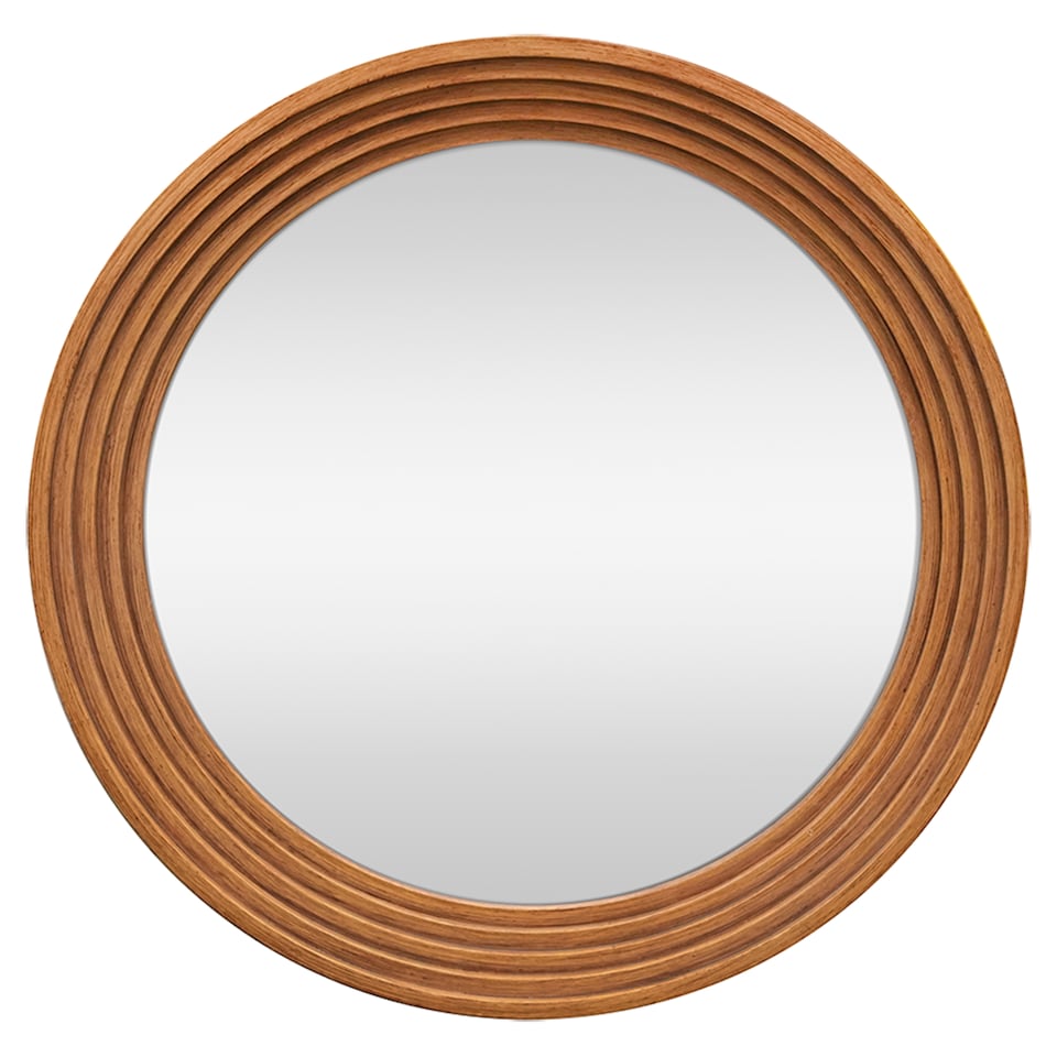 F&F Home Round Wood Mirror