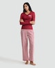 image 2 of F&F Ribbed Top and Check Wide Leg Trousers Pyjamas in Red