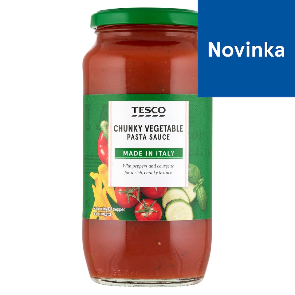 Tesco Hotová paradajková omáčka s paprikami a cuketou 500 g