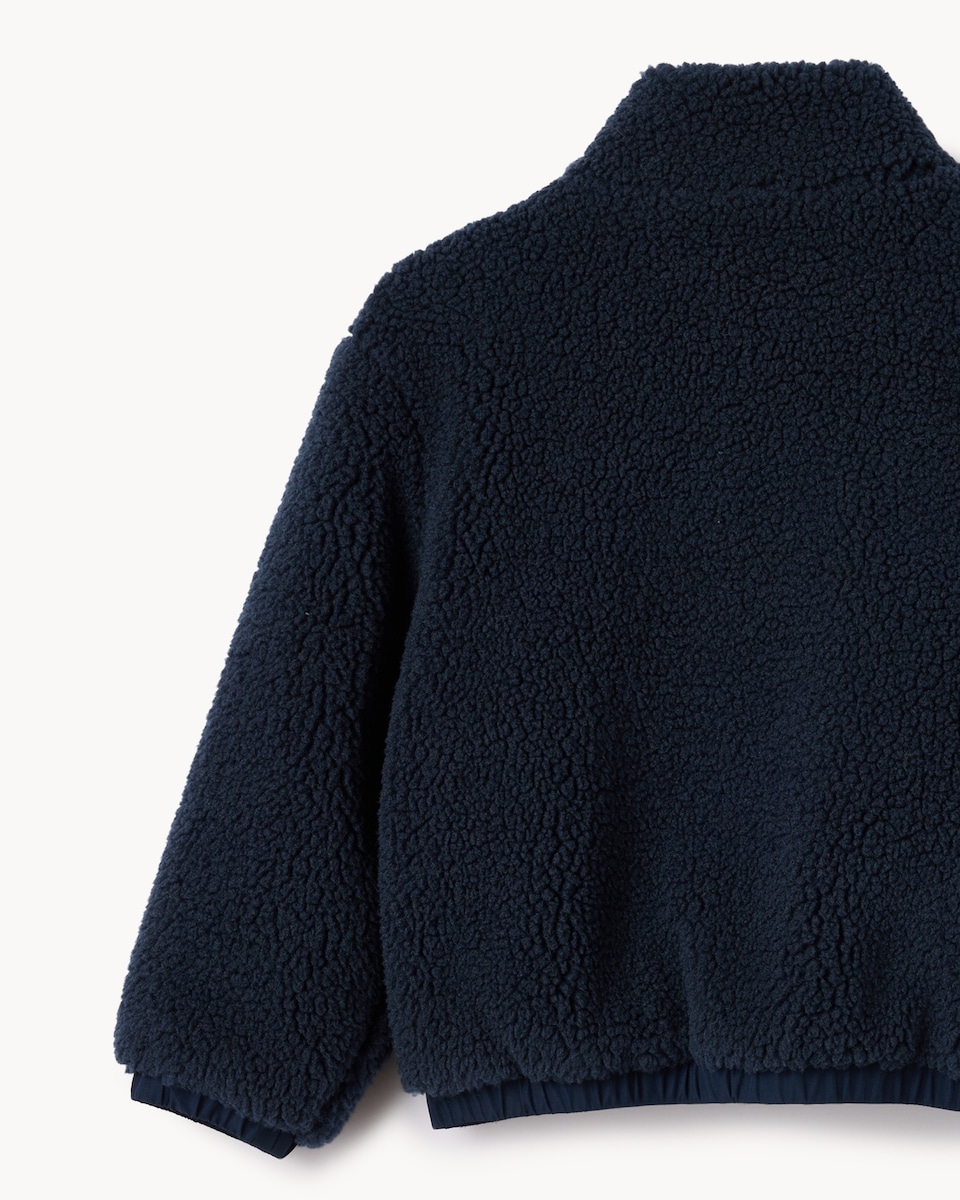 image 1 of F&F Boys Borg Zip Up Jacket in Navy