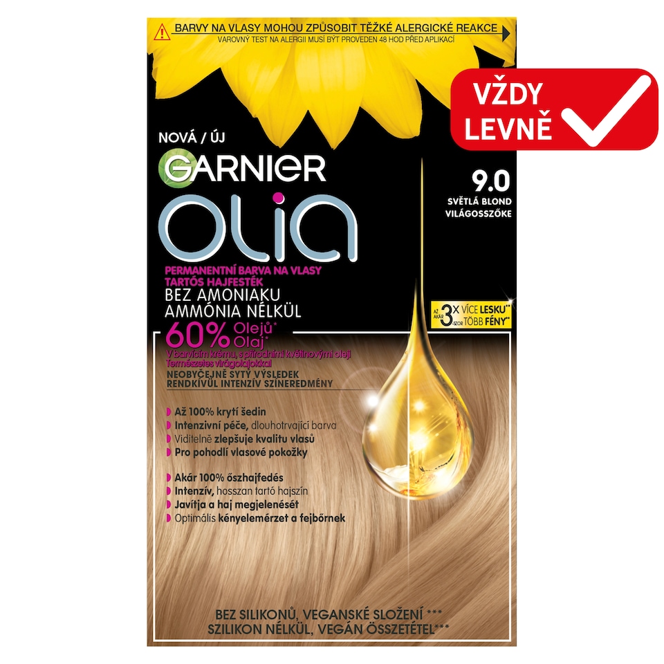 Garnier Olia permanentní barva na vlasy 9.0 světlá blond