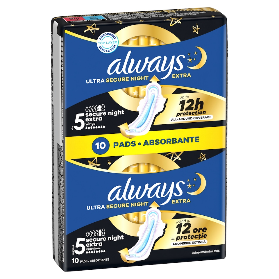image 1 of Always Ultra Sanitary Towels Secure Night Extra (Size 5) Wings x 10 Pads