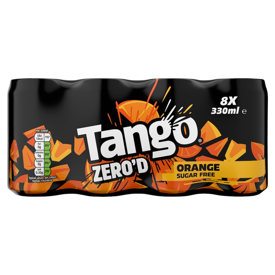 image 1 of TANGO Zero'd Orange Sugar Free 8 x 330ml