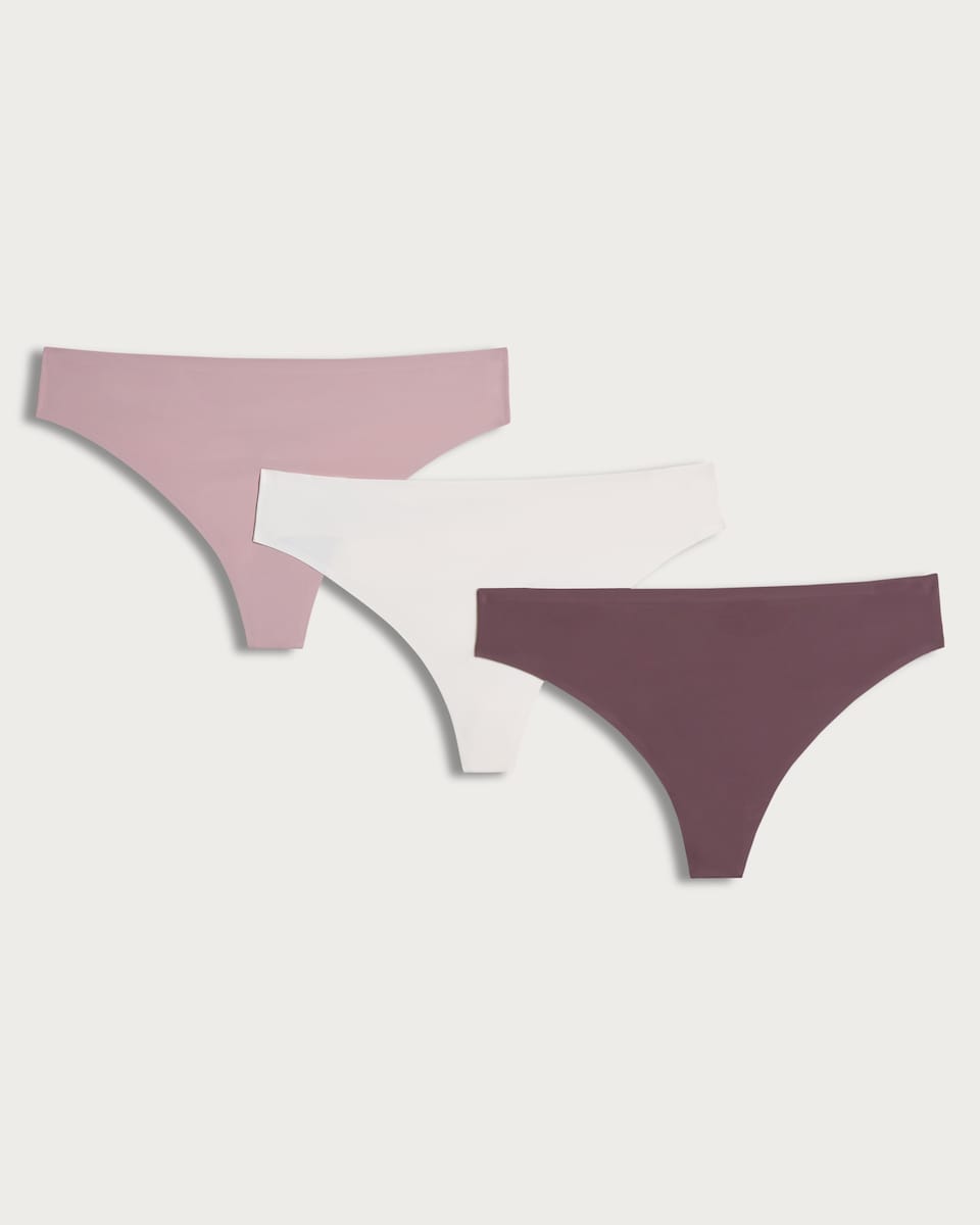 F&F 3-Pack Bonded Thongs in Burgundy