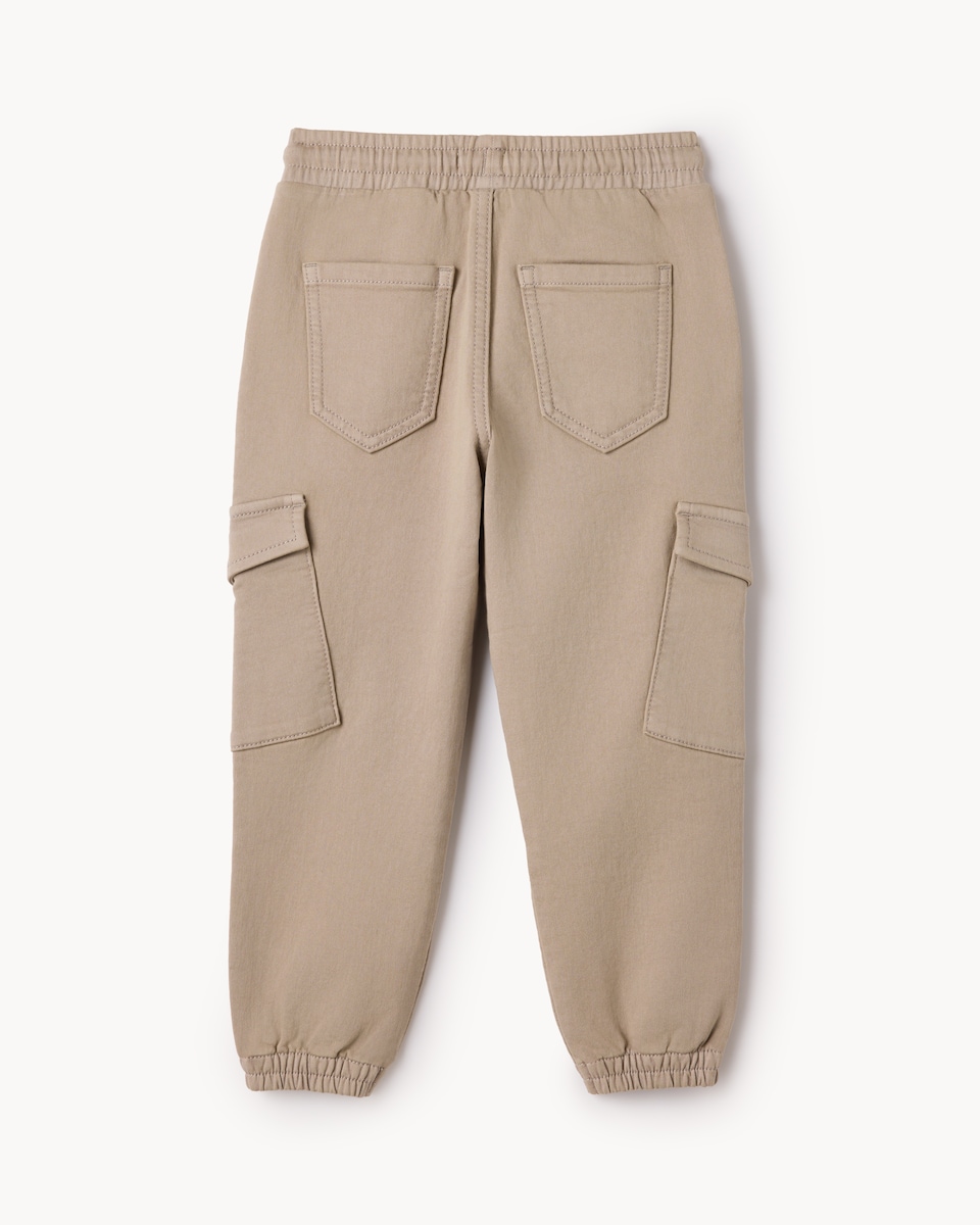 image 1 of F&F Boys Cotton Rich Cargo Joggers in Stone