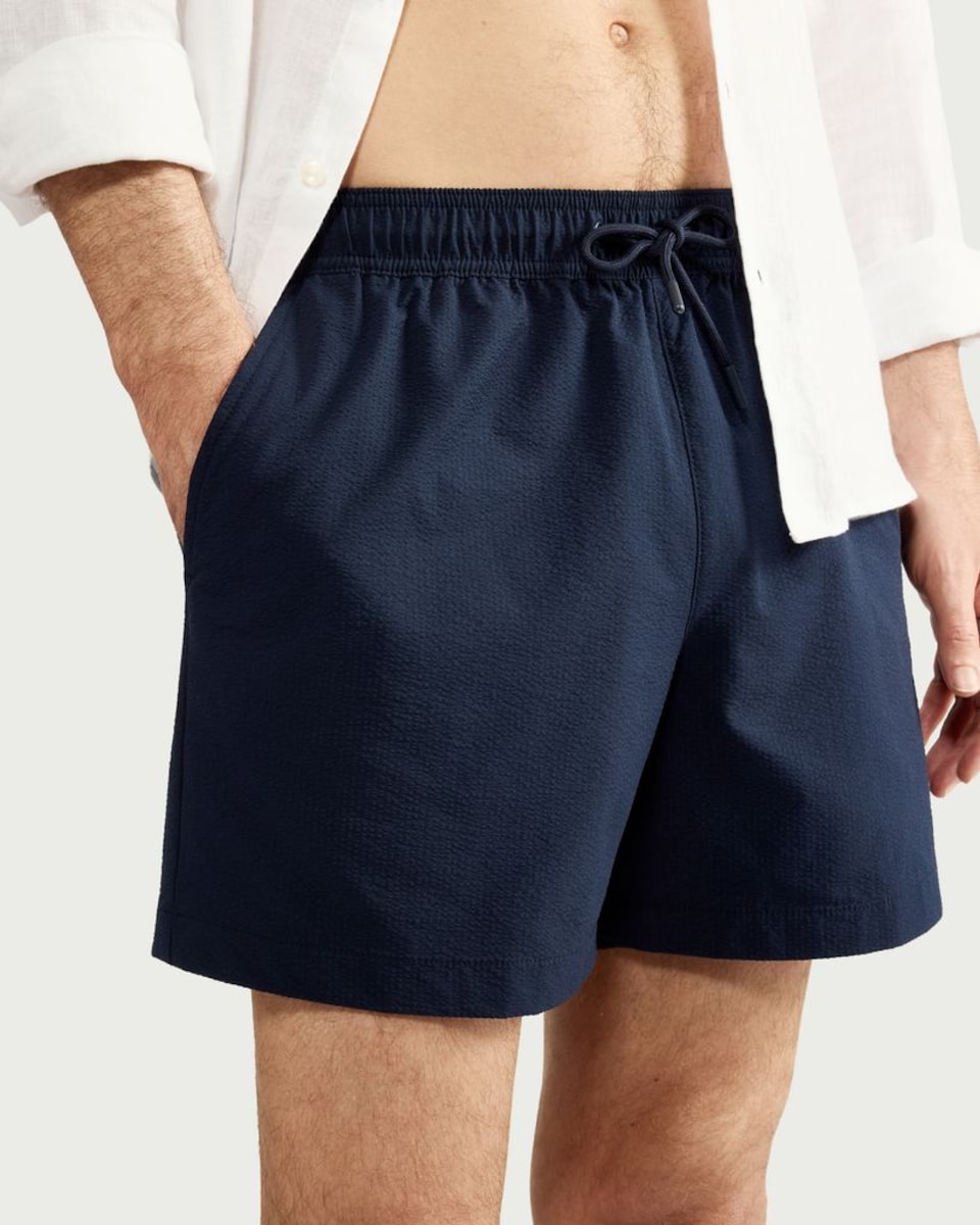 image 1 of F&F Textured Drawstring Swim Shorts in Navy