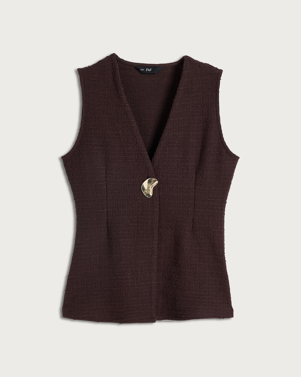 F&F Cotton Rich Boucle Textured Waistcoat in Brown