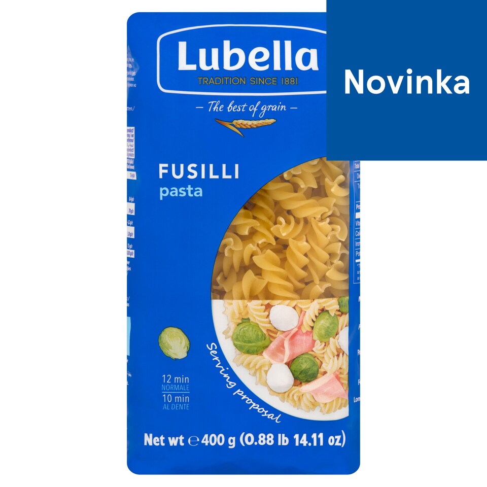 obrázok 1 z Lubella Fusilli vrtuľky bezvaječné pšeničné cestoviny sušené 400 g