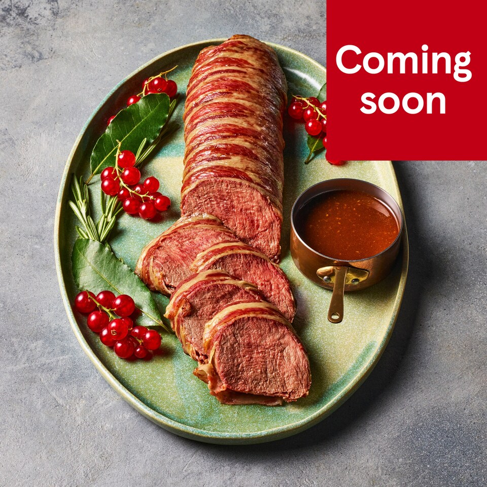 51. Tesco Finest Scottish Venison Loin Wrapped in Signature Cured Bacon 750g (Serves 6)