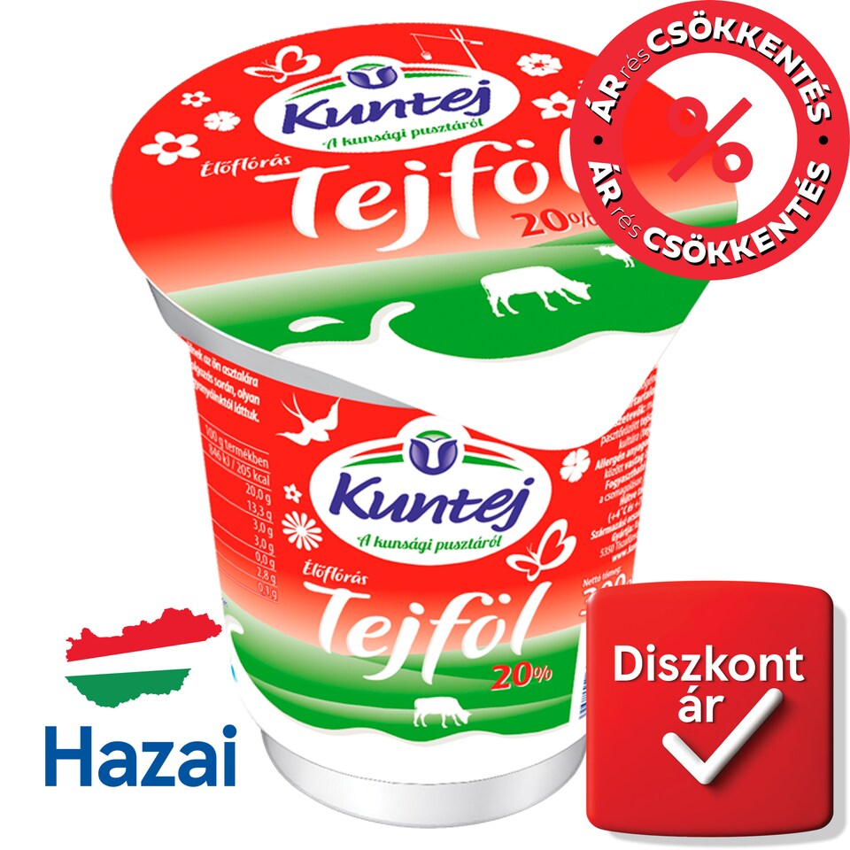 Kuntej élőflórás tejföl 20% 300 g