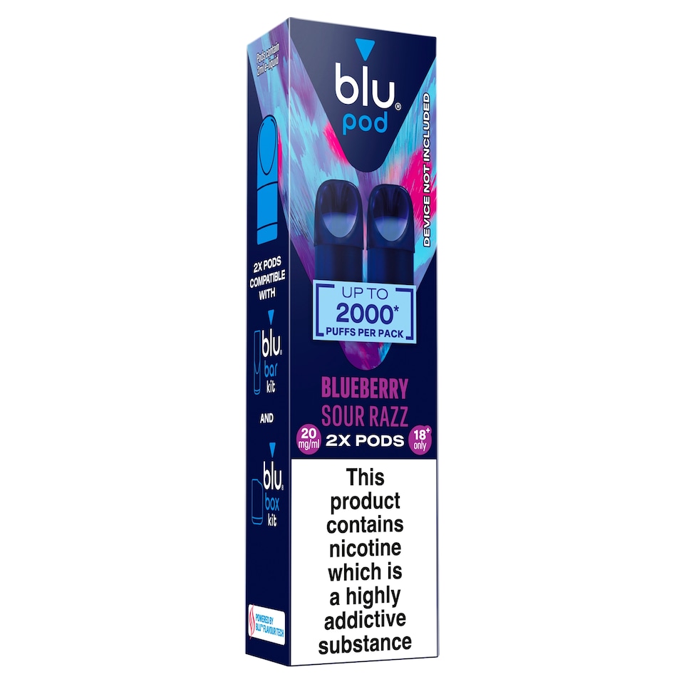 image 1 of blu bar pod Blueberry Sour Razz 20mg/ml 2x 2ml
