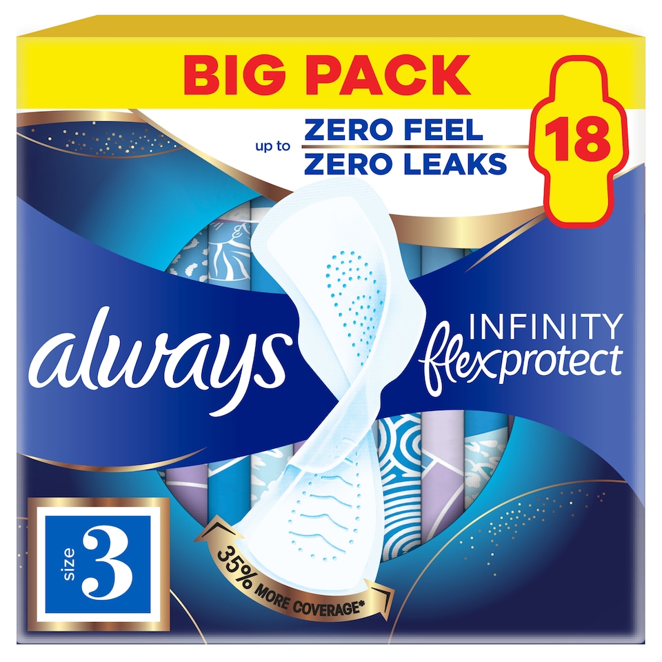 image 1 of Always Infinity Flex Protect Unscented Pads Size 3 18 Pack
