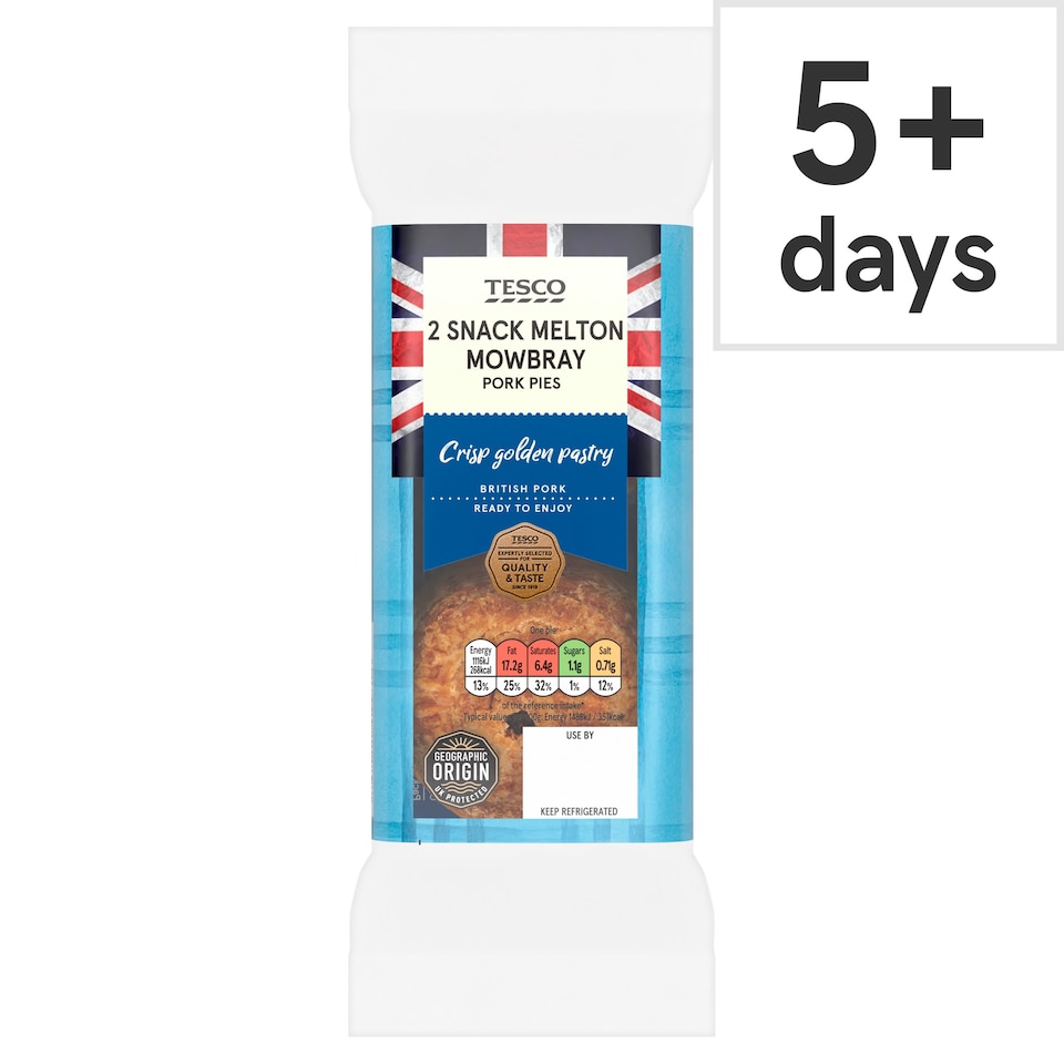 Tesco 2 Snack Melton Mowbray Pork Pies 150G