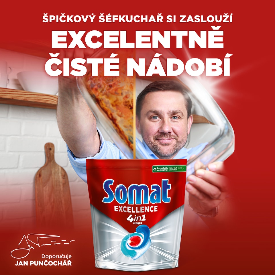 Obrázek 1 pro produkt Somat Excellence 4in1 kapsle do automatické myčky na nádobí 50 ks 950g