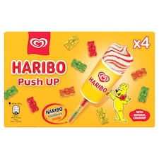 Algida Haribo Push Up Vanilla Ice Cream with Strawberry Sauce and Fruit-Flavored Gummy Bears 340 ml