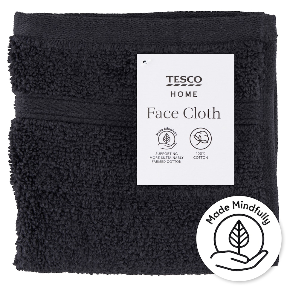 Tesco Home fekete színű arctörlő 30 cm x 30 cm
