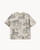 image 3 of F&F Boys Pure Cotton Vehicle T-Shirt in Stone