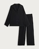 image 4 of F&F CoolEase™ Satin Revere Button Up Pyjama Set in Black
