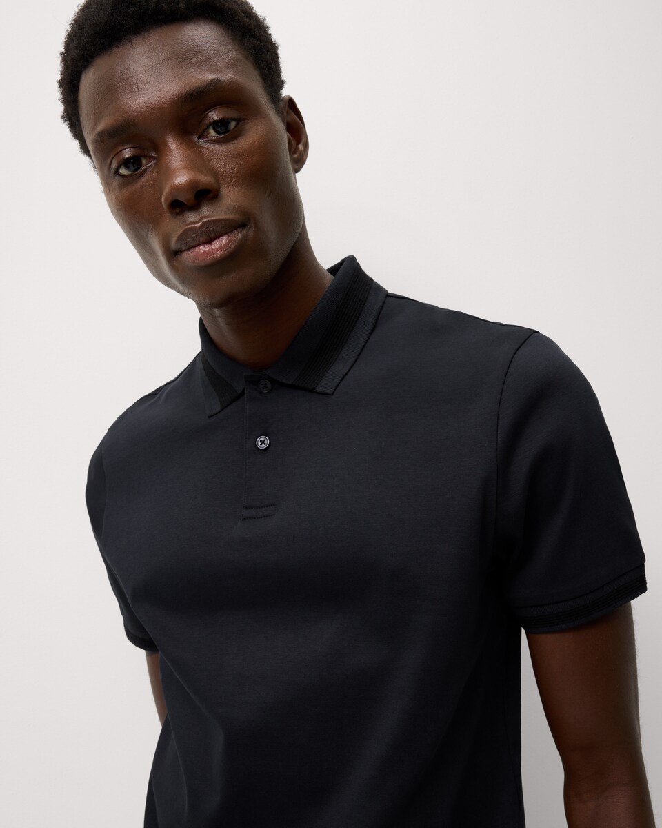 image 1 of F&F Pure Cotton Tipped Polo Shirt in Navy