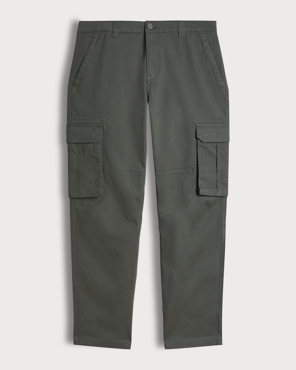 image 1 of F&F Cotton Rich Straight Leg Cargo Trousers in Khaki