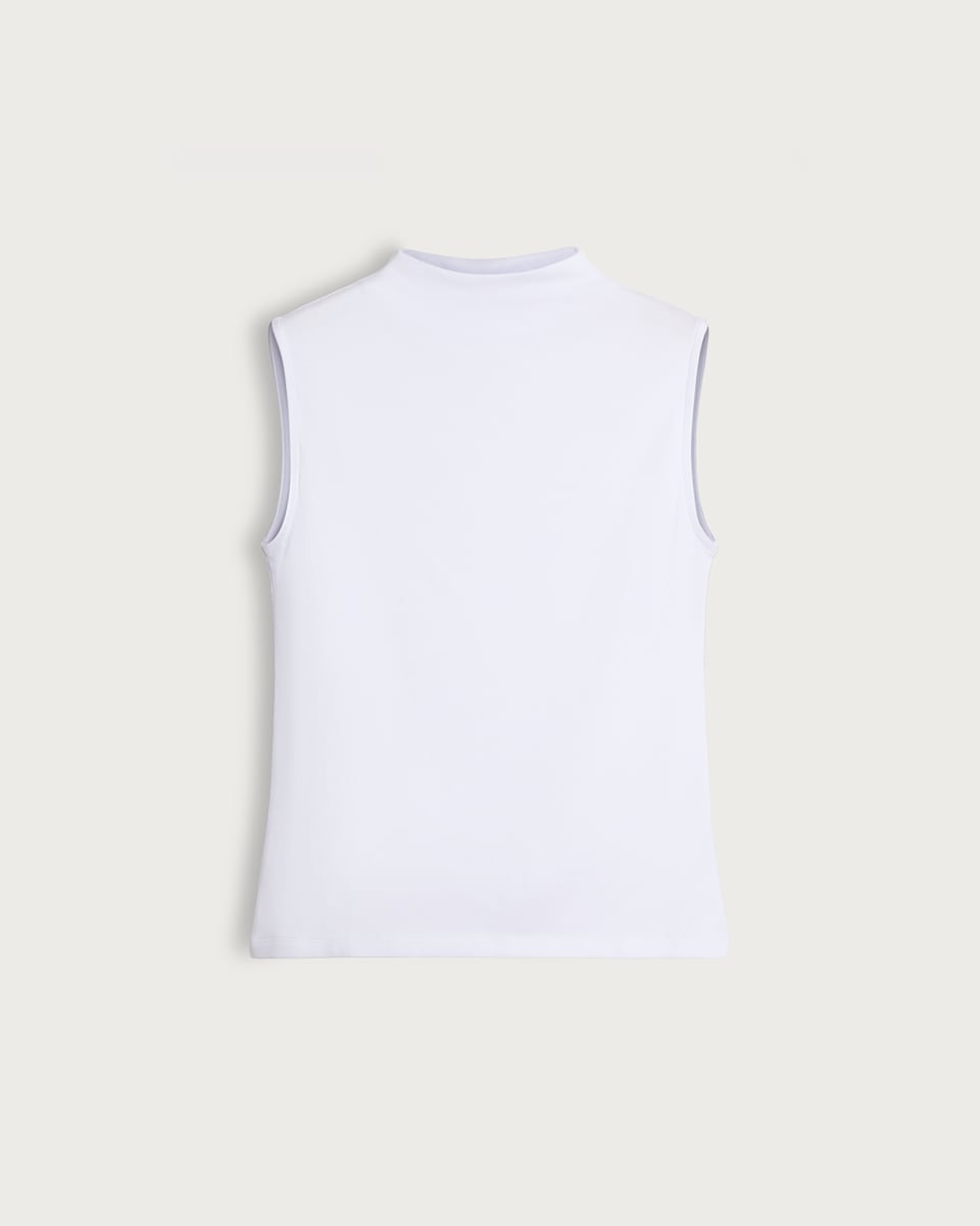 image 1 of F&F Cotton Modal Blend High Neck Sleeveless Top in White