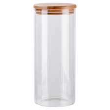 Tesco Round Food Storage Jar with Bamboo Lid 1.3L