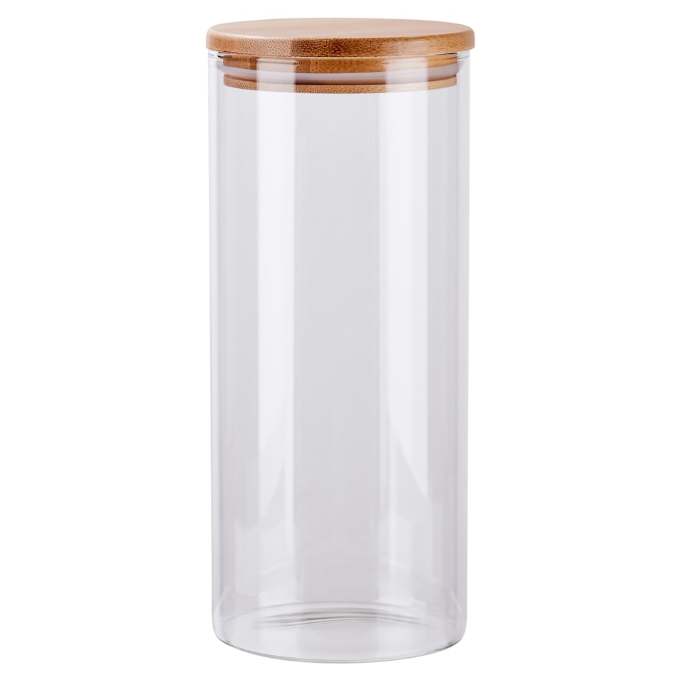 Tesco Round Food Storage Jar with Bamboo Lid 1.3L
