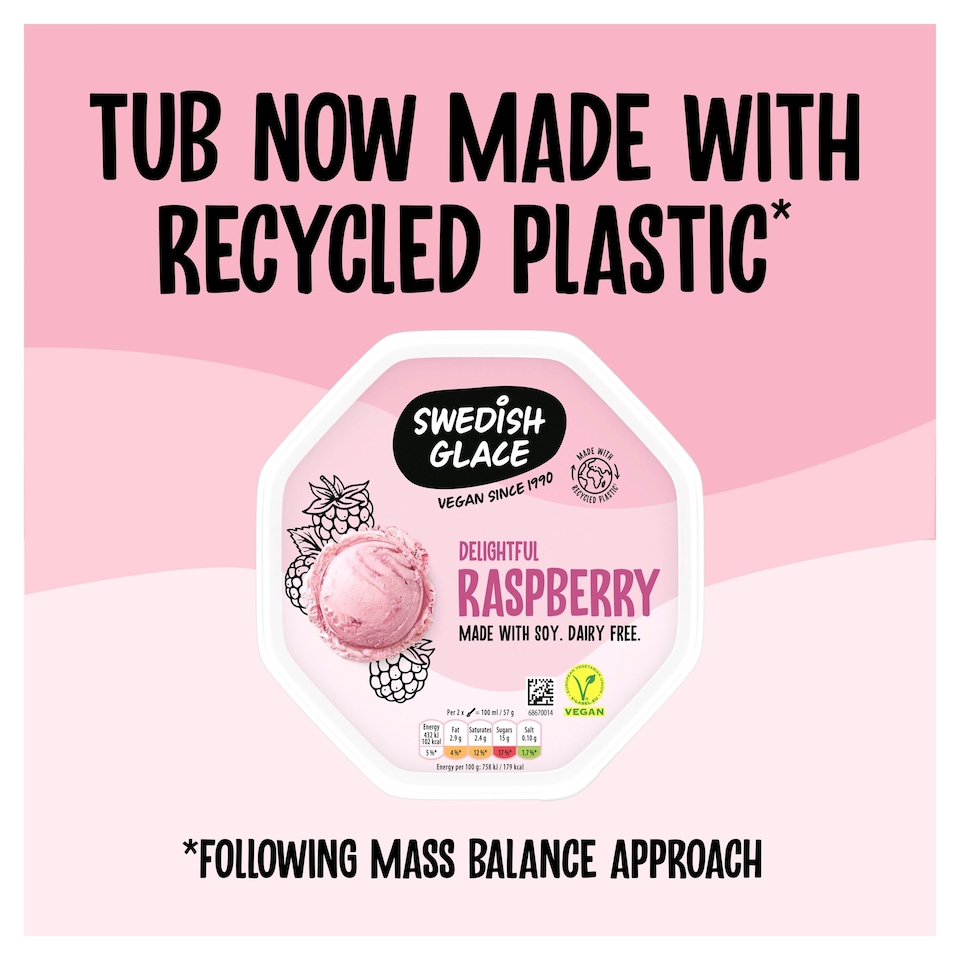 image 1 of Swedish Glace Raspberry Non Dairy Vegan Ice Cream Tub 750ml
