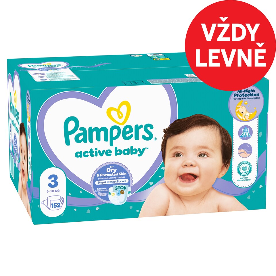 image 1 of Pampers Active Baby Size 3, 152 Nappies, 6kg-10kg
