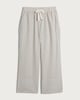 image 4 of F&F Linen Rich Striped Wide Leg Drawstring Trousers in Stone
