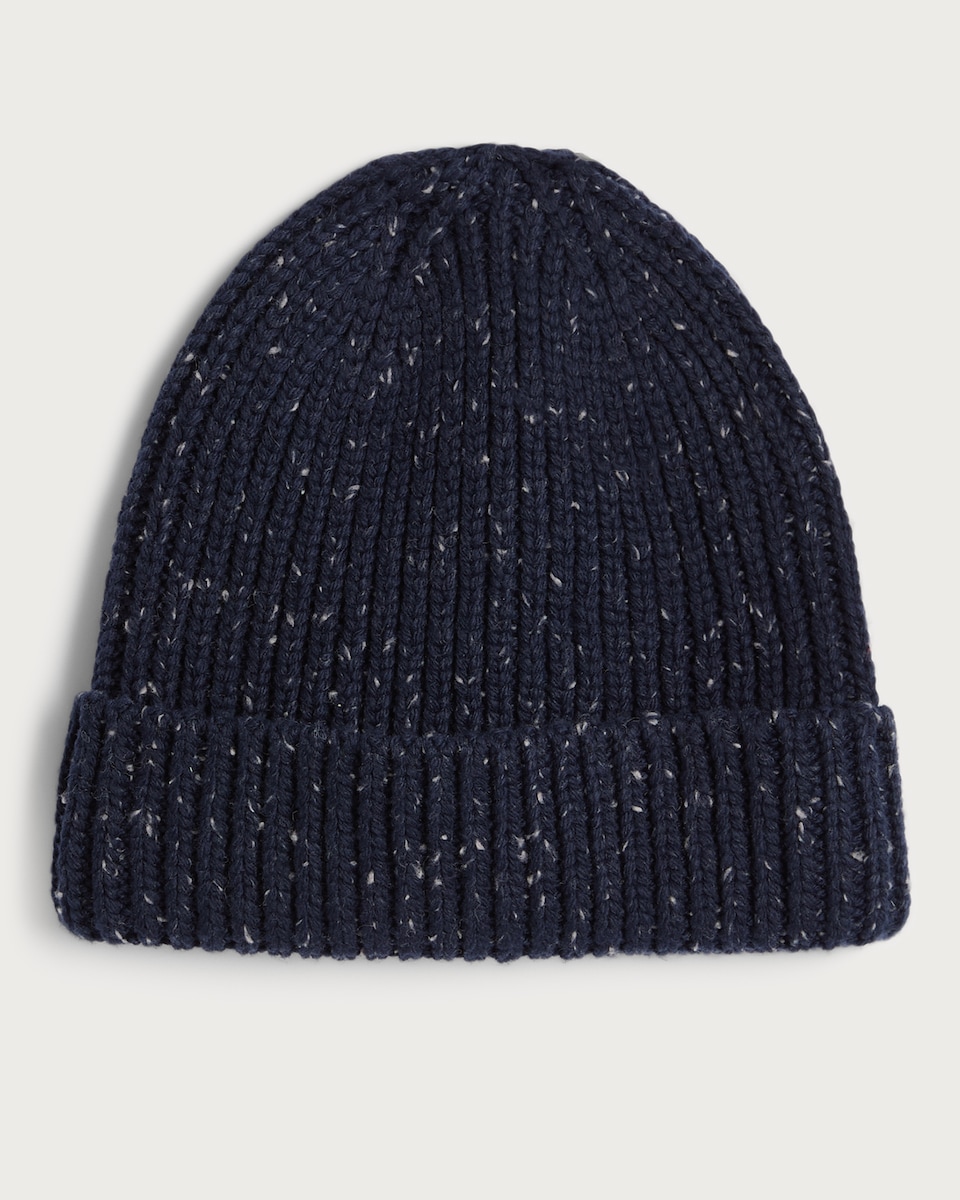 image 1 of F&F Chunky Ribbed Knit Beanie Hat in Navy