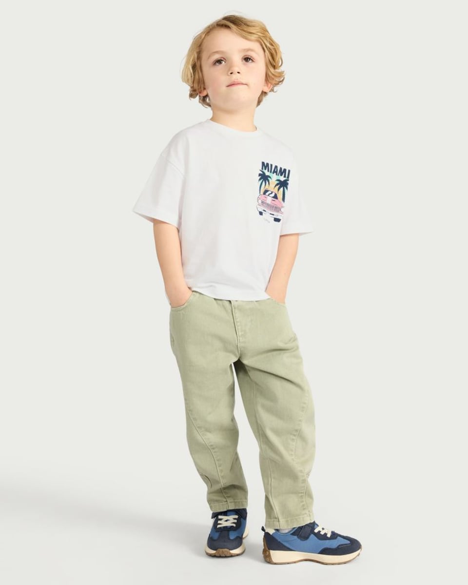 image 1 of F&F Boys Pure Cotton Miami Florida Car Print T-Shirt in White