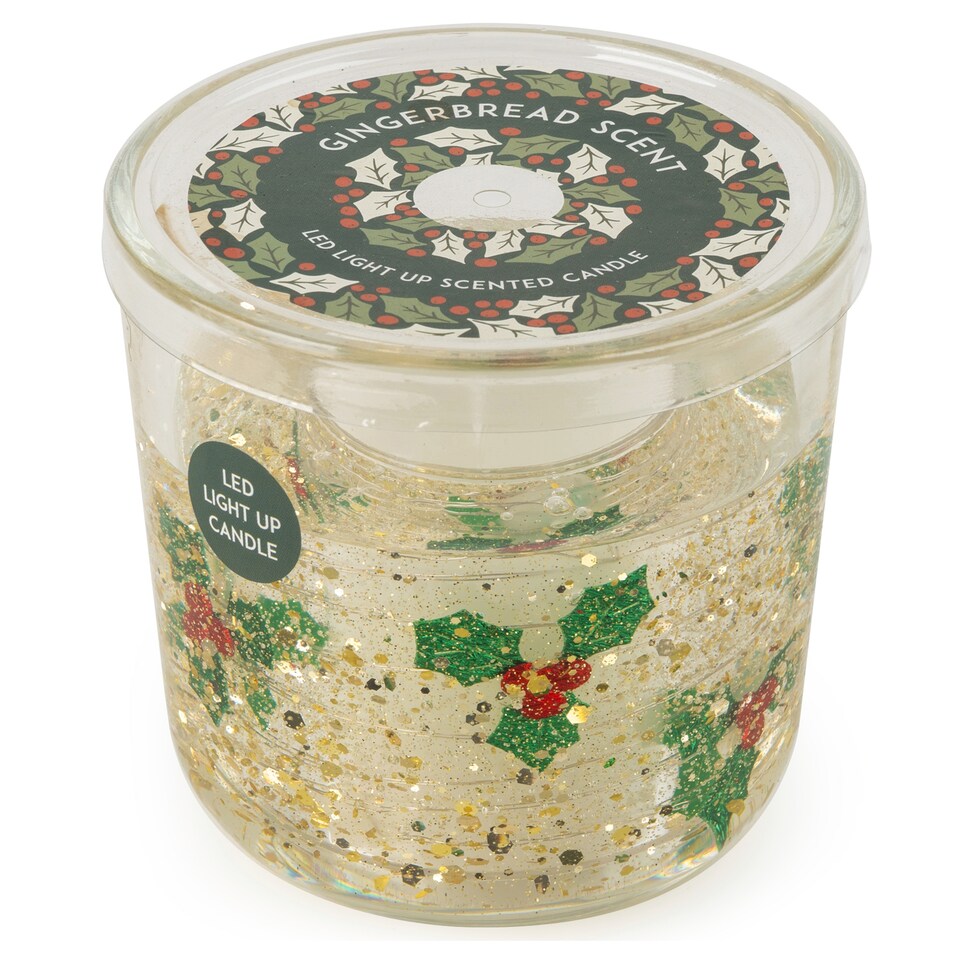 Candlelight Holly Gel Inclusion Light Up Candle 70g