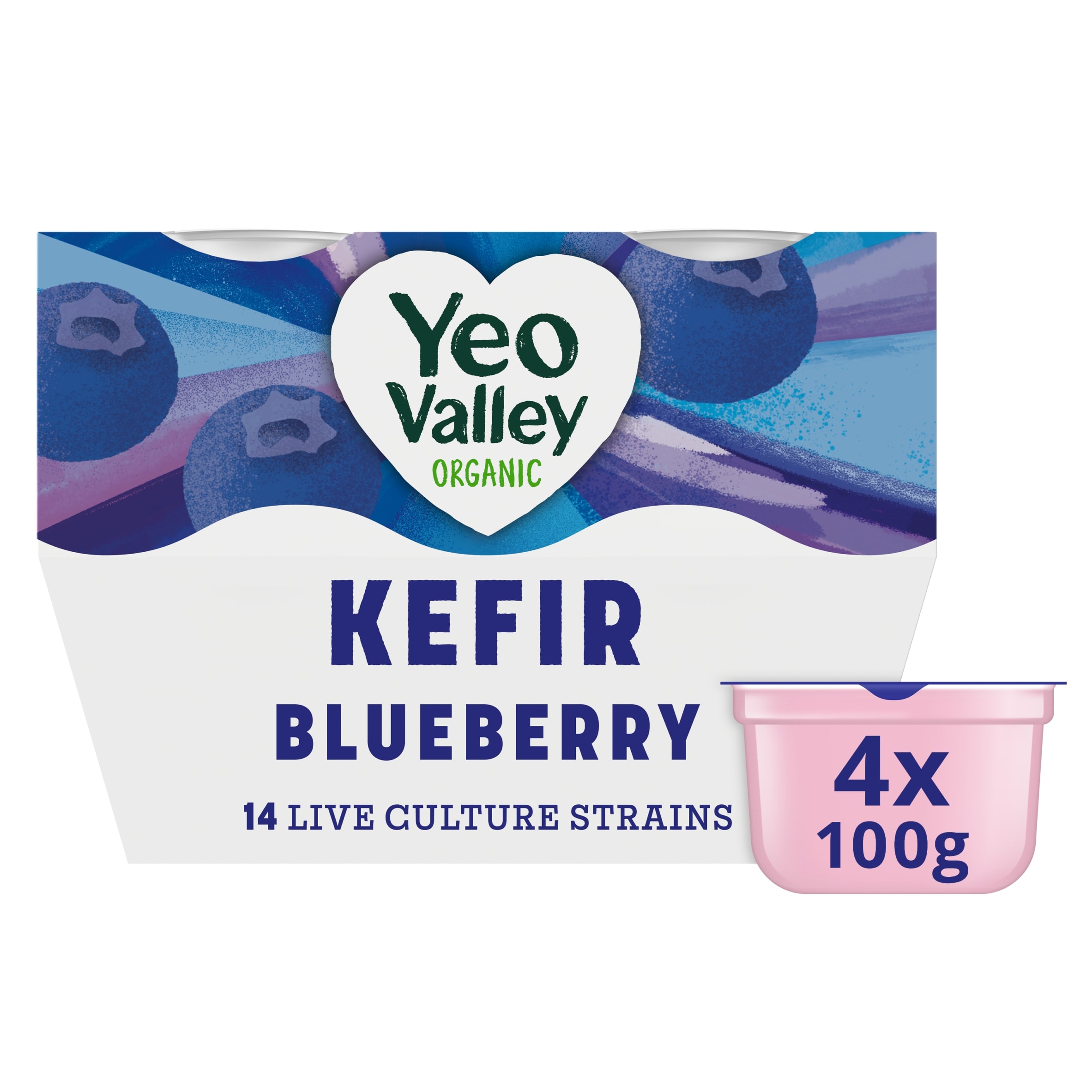 YEO VALLEY ORGANIC KEFIR BLUEBERRY YOGURTS 4X100G