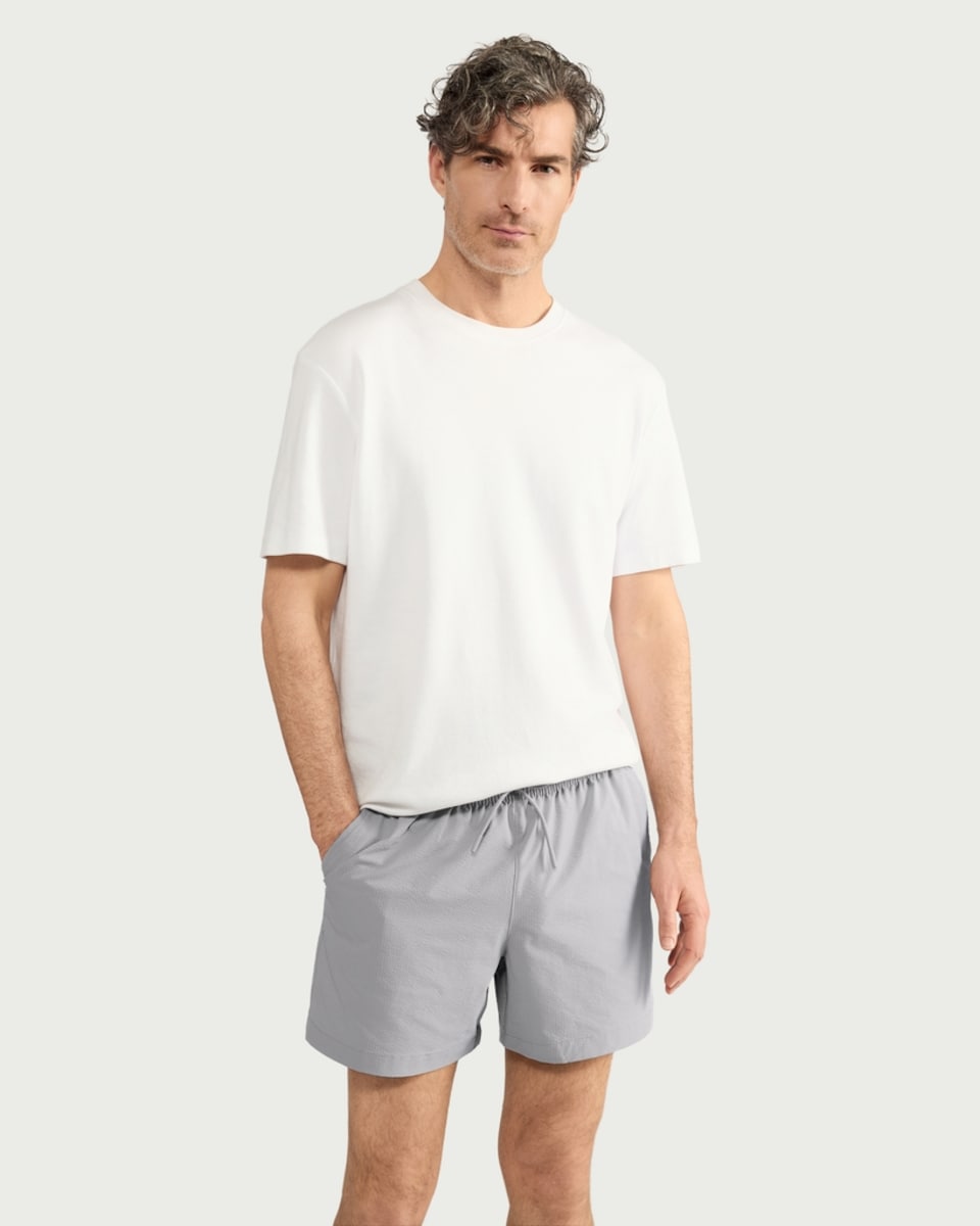 image 1 of F&F Textured Drawstring Swim Shorts in Grey Marl
