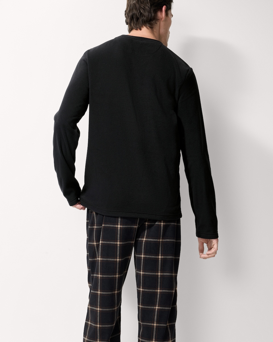 image 1 of F&F Fleece Checked Pyjama Set in Multi Black White
