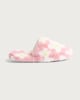 image 1 of F&F Faux Fur Daisy Print Mule Slippers in Pink