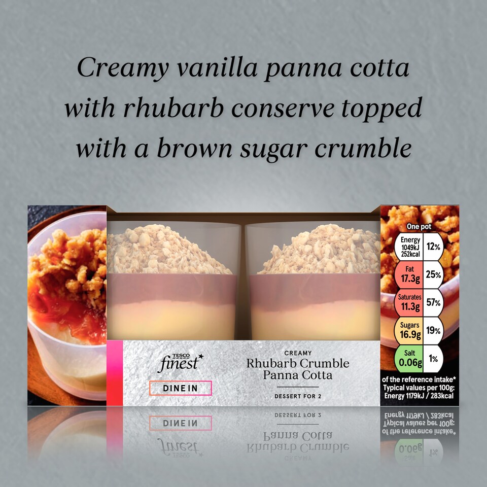 image 1 of Tesco Finest Rhubarb Crumble Panna Cotta 2 x 89g