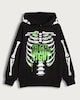 image 4 of F&F Boys Cotton Rich Fright Night Skeleton Print Hoodie in Black