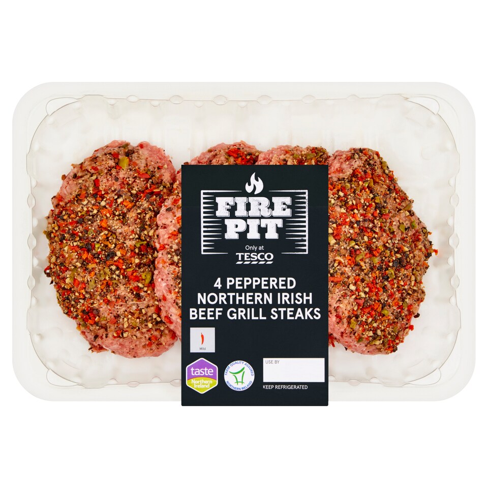 Tesco Fire Pit Peppered Northern Irish Beef Grill Steaks 454g