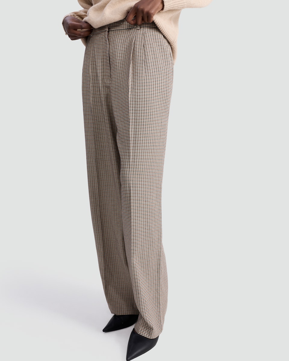 image 1 of The F&F Edit Checked Wide Leg Trousers in Brown