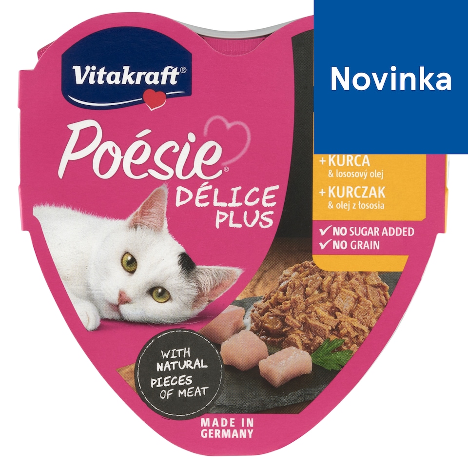 image 1 of Vitakraft Poésie Délice Plus Chicken & Salmon Oil Complete Food for Adult Cats 85 g