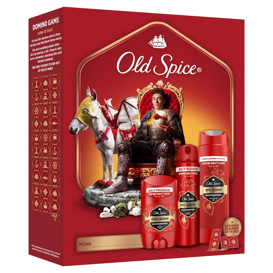 Obrázek 1 pro produkt Old Spice Knight Dárková Sada S Tuhým Deodorantem, Sprejem A Sprchovým Gelem Epic Legend