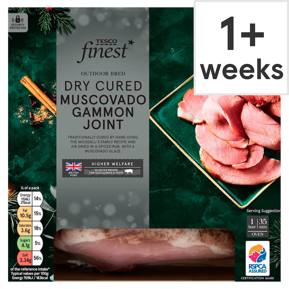 50. Tesco Finest Dry Cured Gammon Joint with a Muscovado Glaze 1kg (Serves 6)