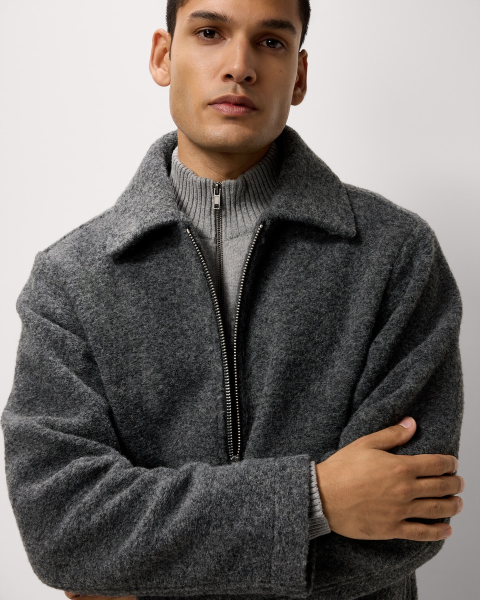 image 1 of F&F Textured Zip Through Jacket in Grey